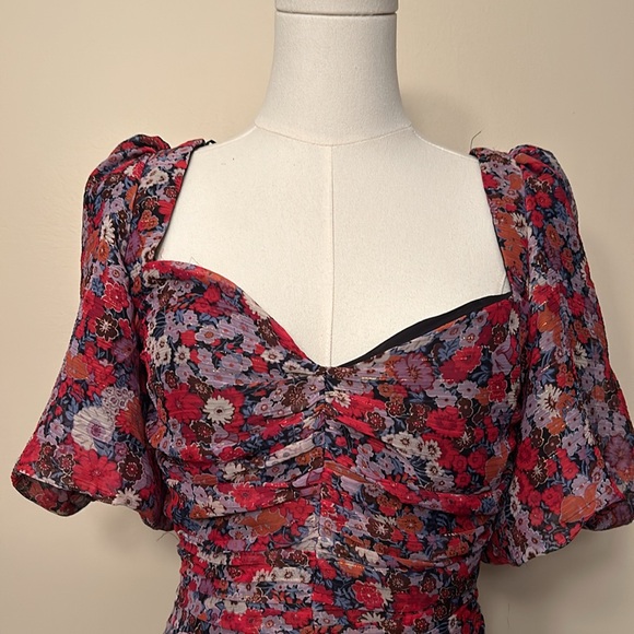 ZARA  Floral Printed Draped Dress size small - Picture 6 of 11